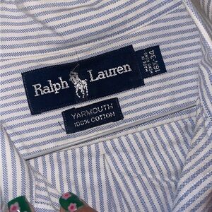 Ralph Lauren Blue and White Casual Button Down Shirt